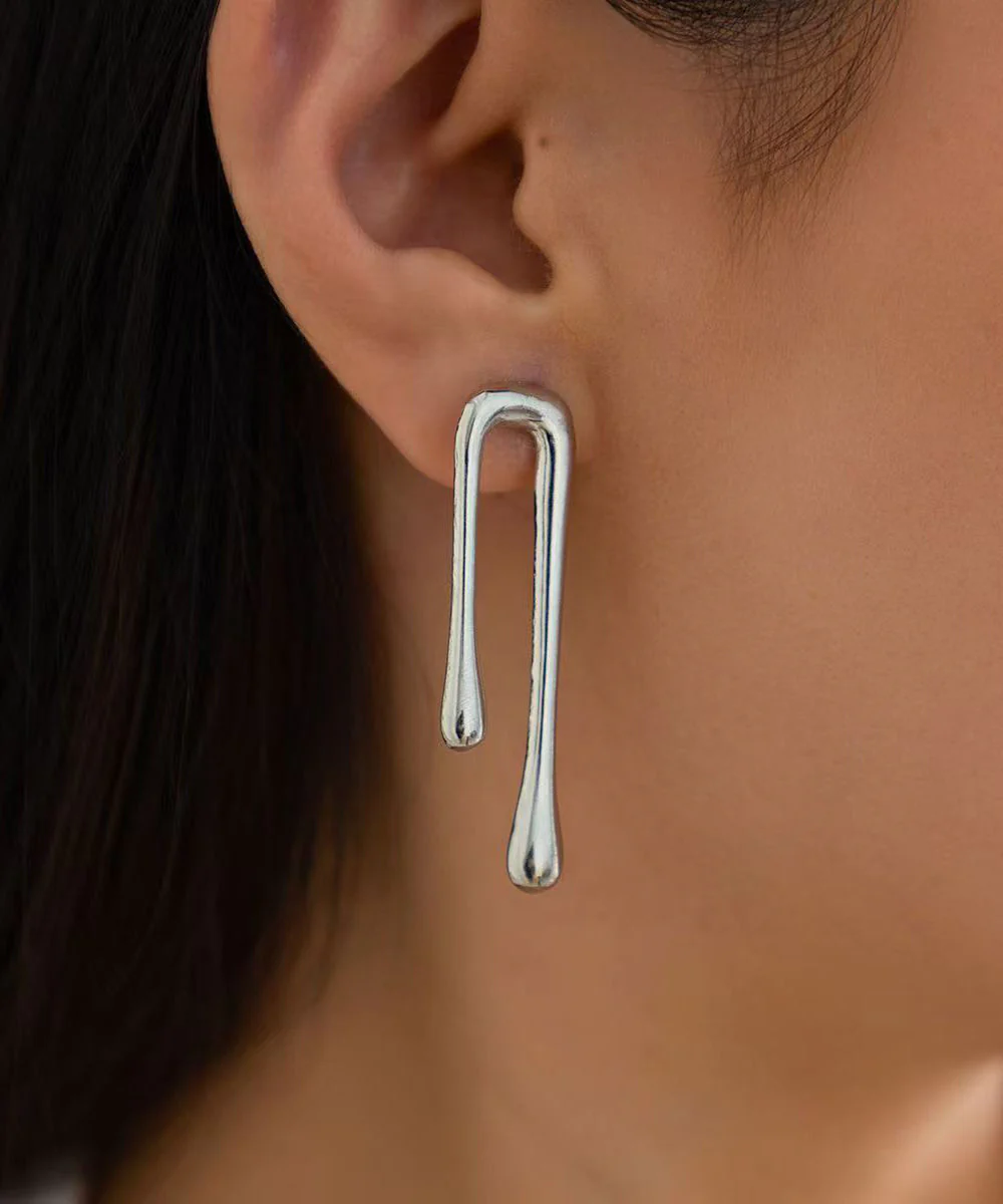 Unique Gold Metal Overgild Water Droplet Hoop Earrings - Image 4