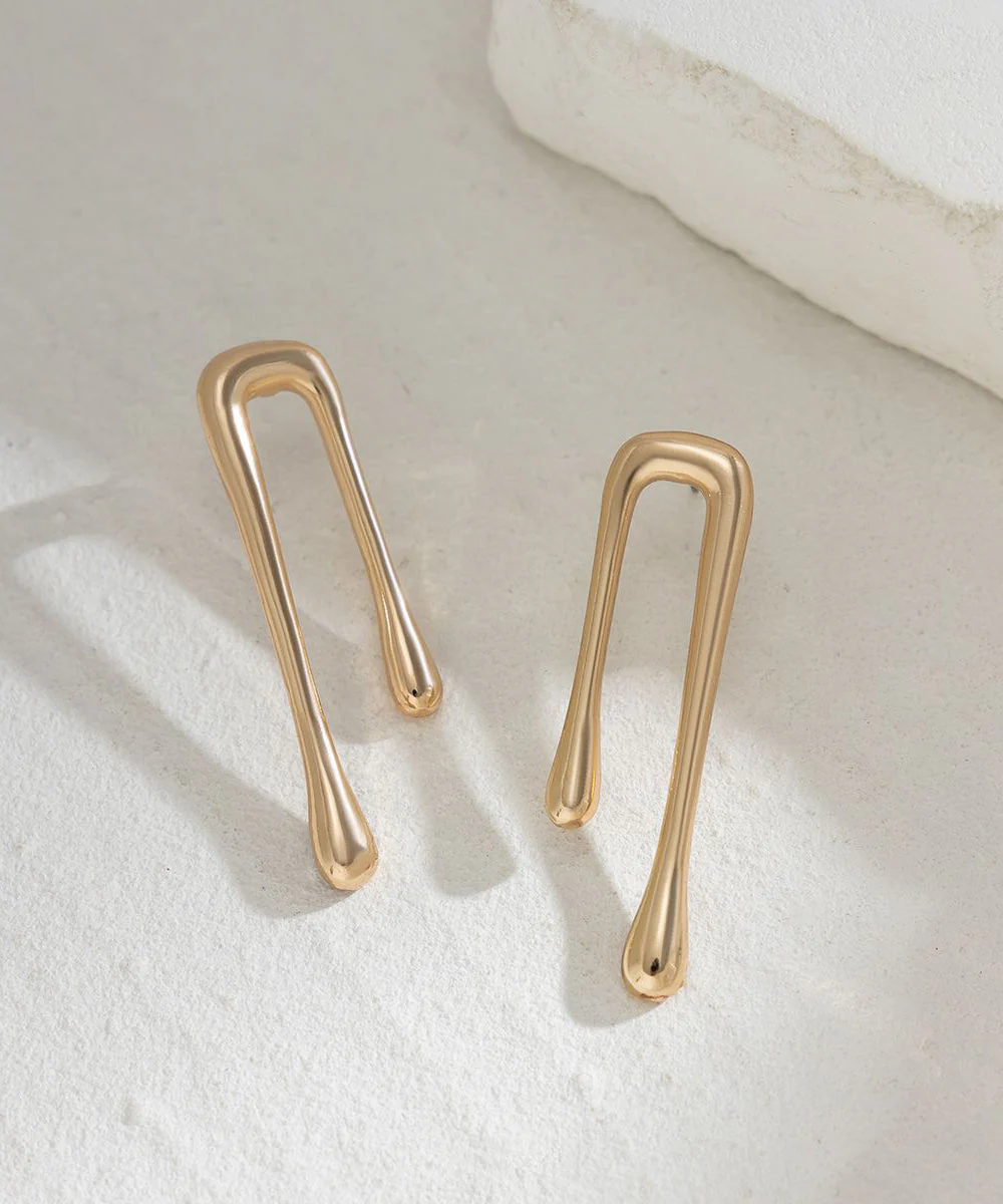 Unique Gold Metal Overgild Water Droplet Hoop Earrings - Image 5