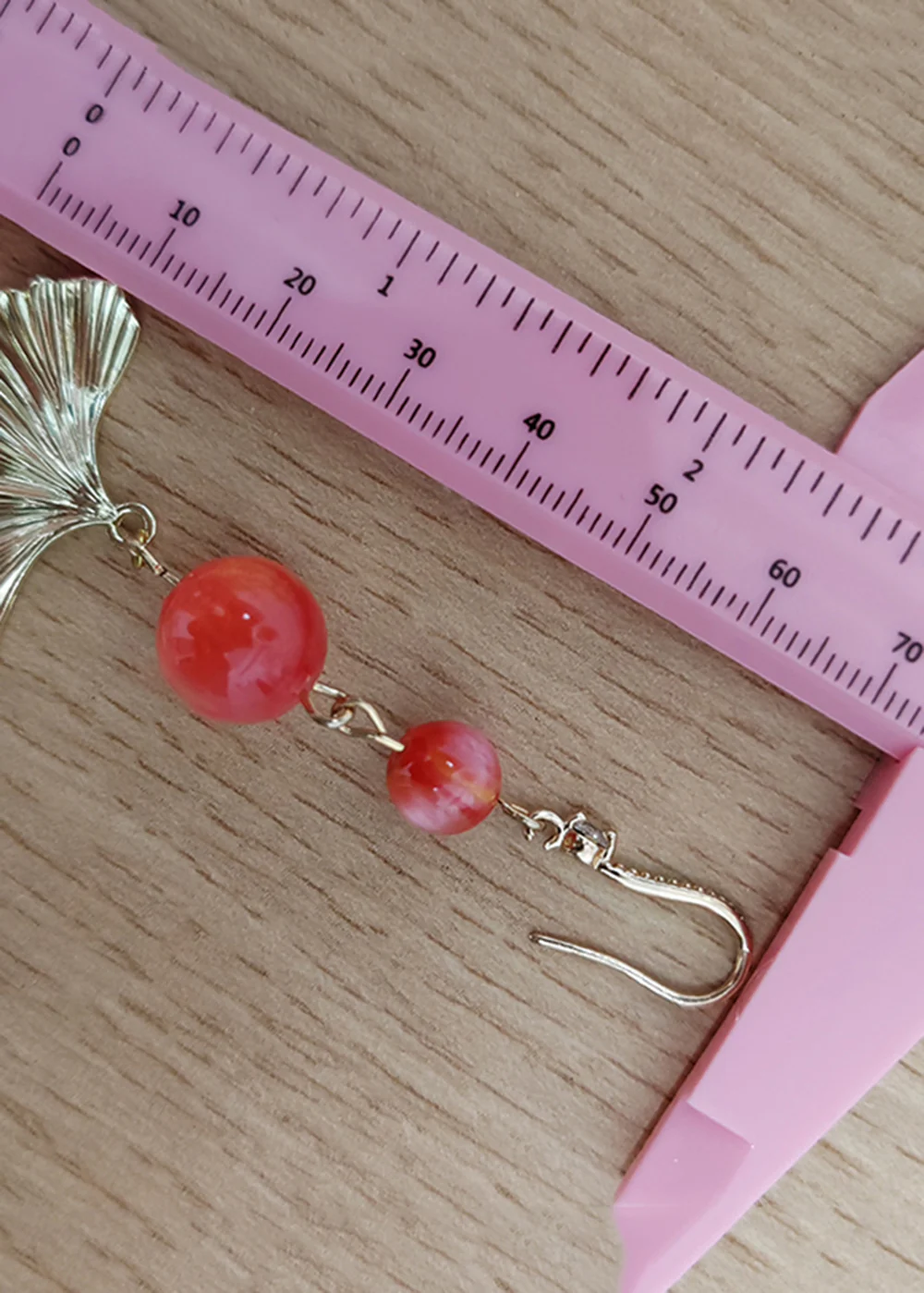 Unique Golden Ginkgo Leaf Drop Earrings - Image 5