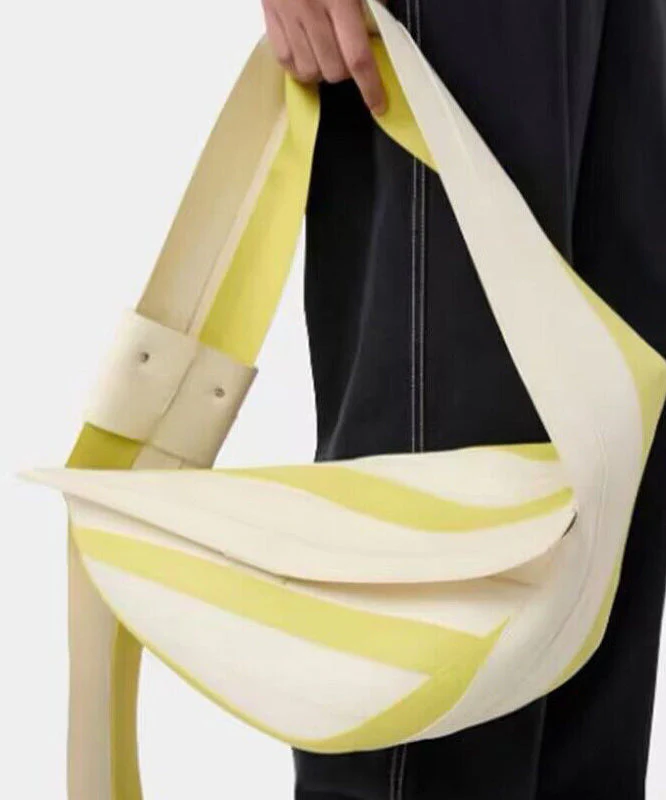 Unique Green Striped Asymmetrical Design Faux Leather Shoulder Handbag - Image 2