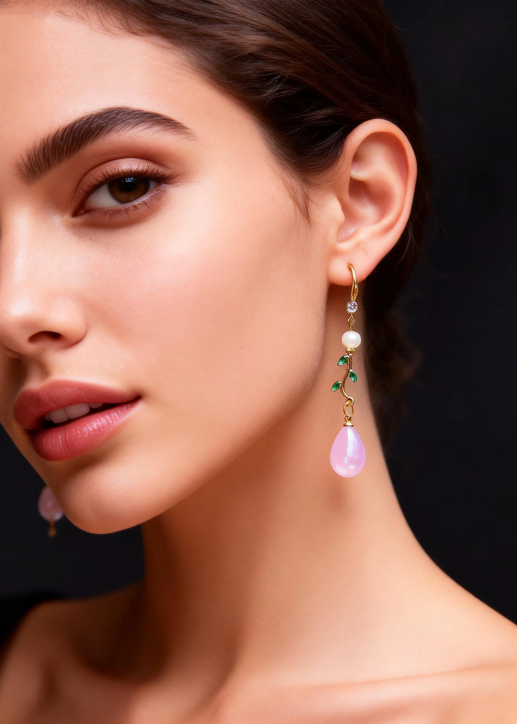 Unique Lavender Droplet Shape Crystal Zircon Drop Earrings - Image 2