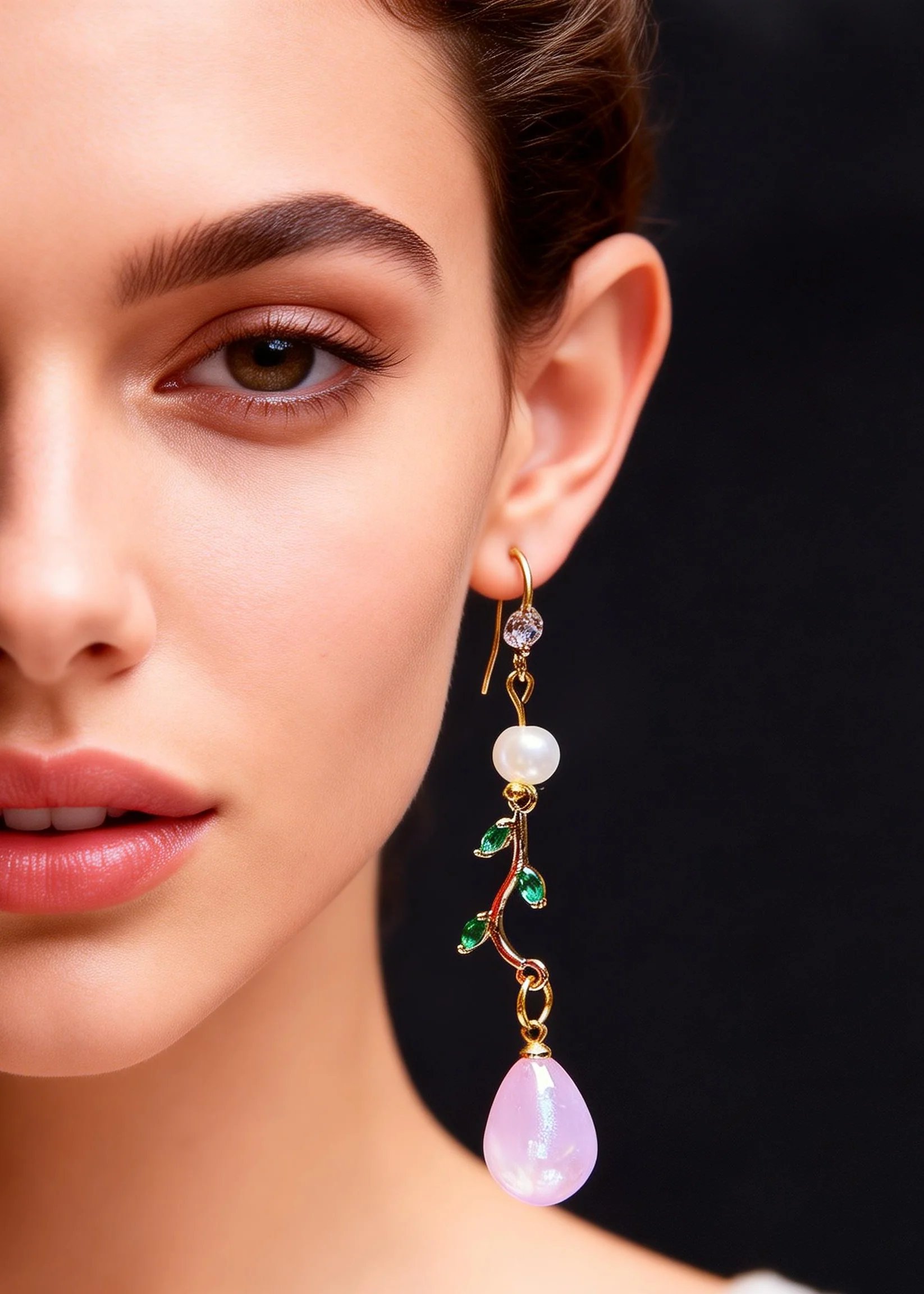 Unique Lavender Droplet Shape Crystal Zircon Drop Earrings - Image 3