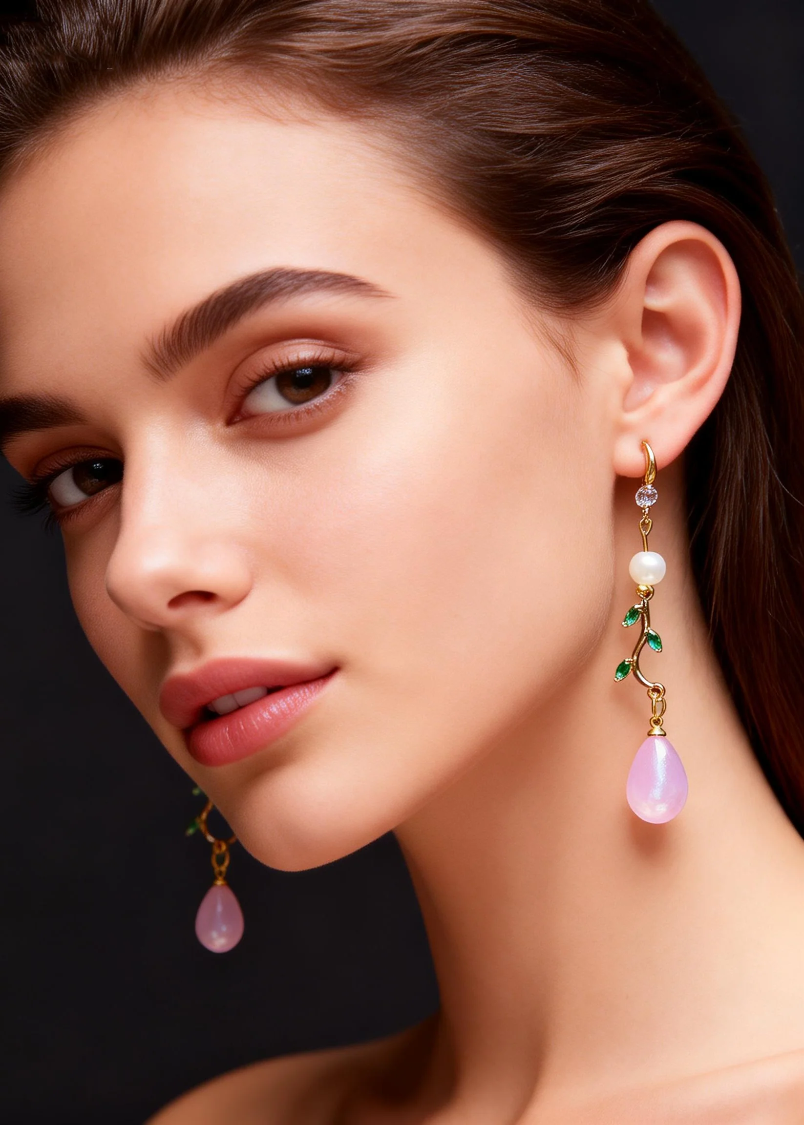 Unique Lavender Droplet Shape Crystal Zircon Drop Earrings - Image 4