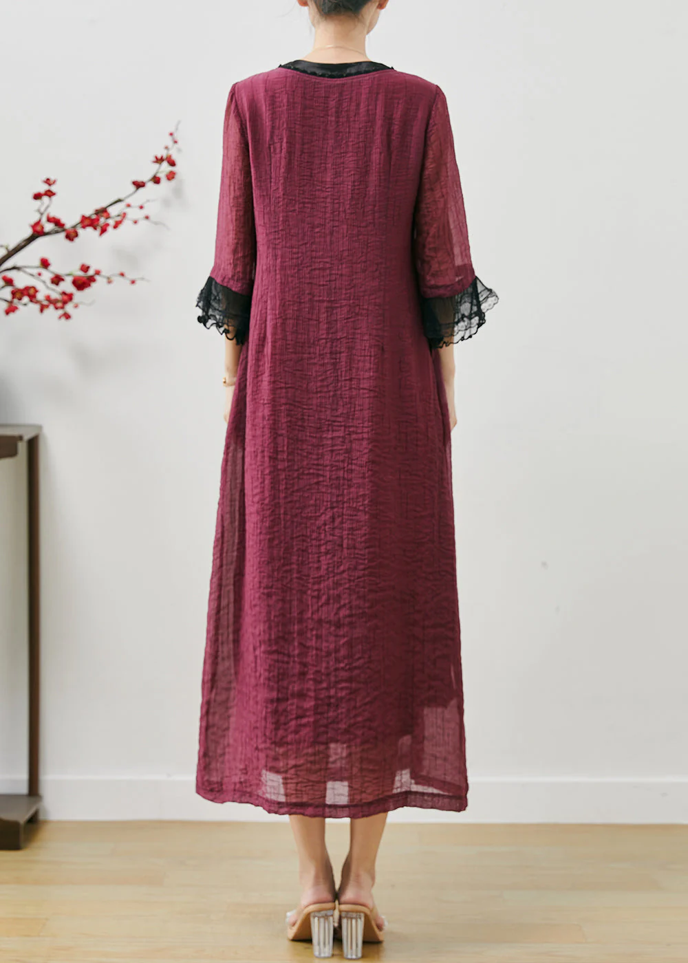 Unique Mulberry Embroidered Patchwork Cotton Dress Fall - Image 4
