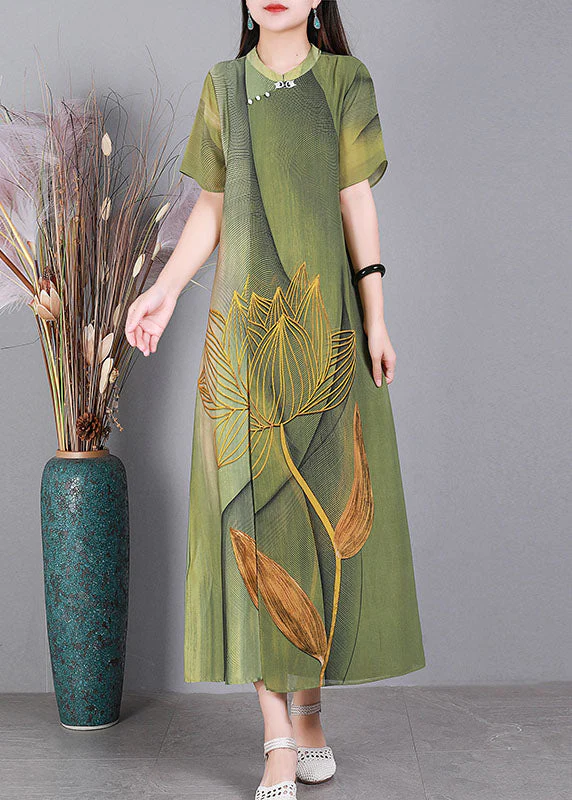Unique Navy O-Neck Print Tulle Patchwork Silk Party Dress Short Sleeve - Image 2