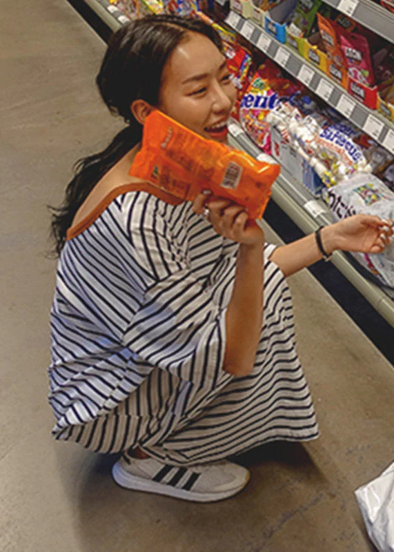 Unique Photo Color O-Neck Striped Cotton Long Dresses Half Sleeve - Image 4