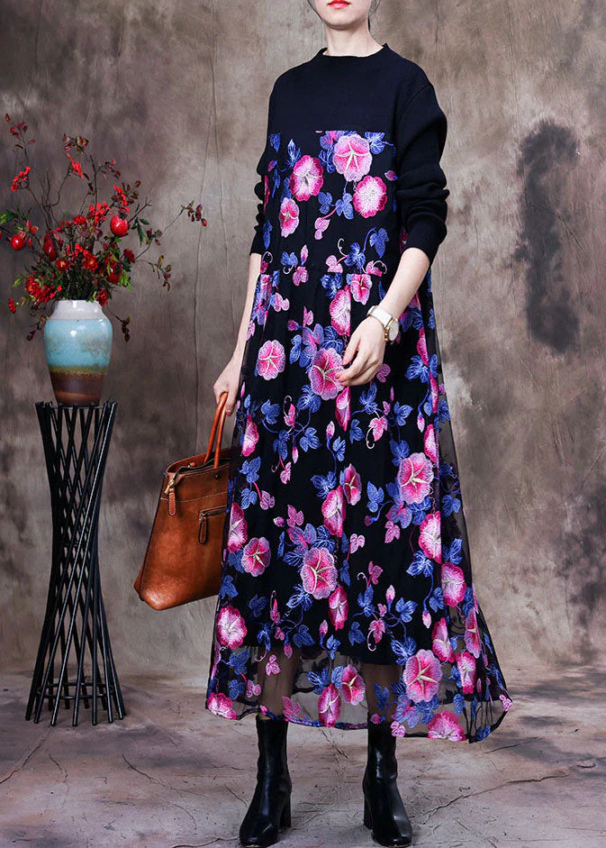 Unique Pink Embroideried Patchwork Lace Long Dress Spring - Image 3