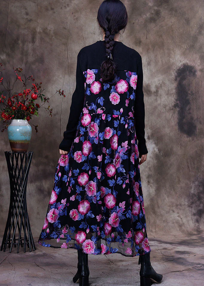 Unique Pink Embroideried Patchwork Lace Long Dress Spring - Image 4