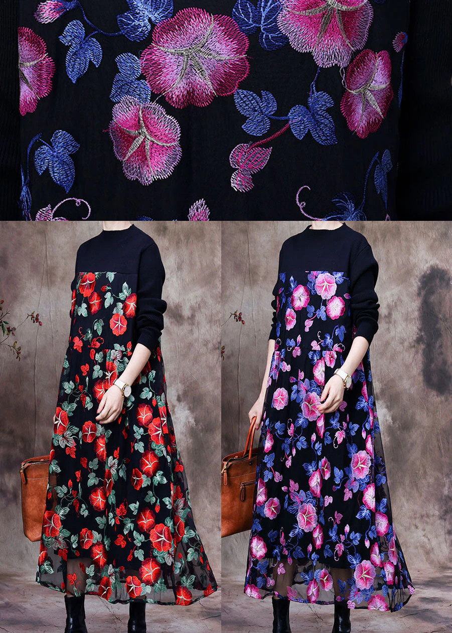 Unique Pink Embroideried Patchwork Lace Long Dress Spring - Image 5