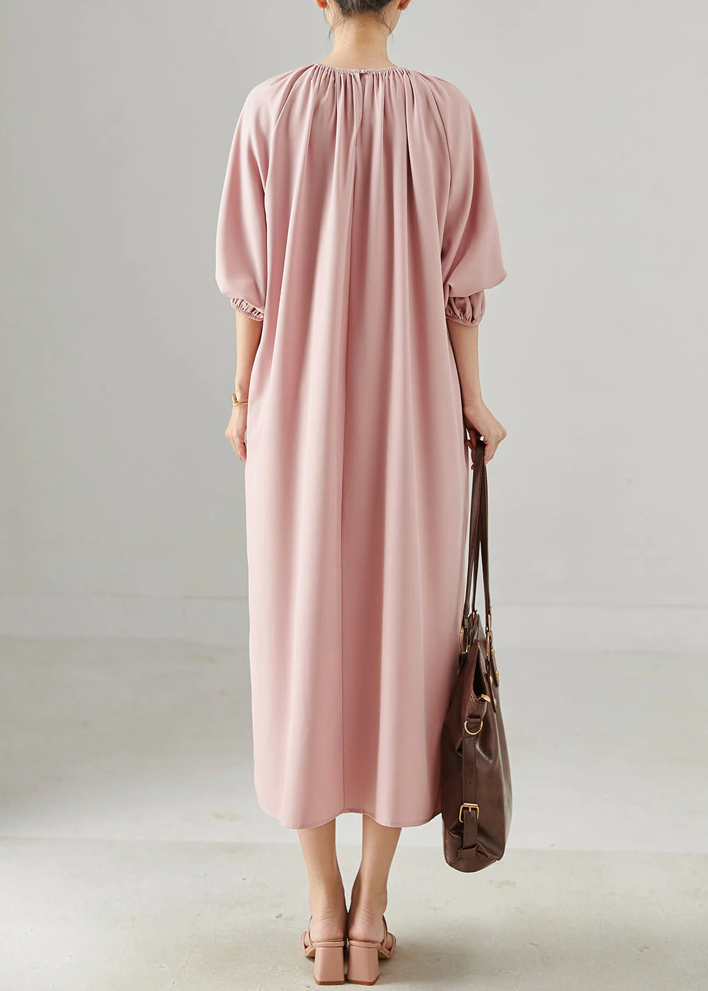 Unique Pink Oversized Cotton Maxi Dresses Spring - Image 4