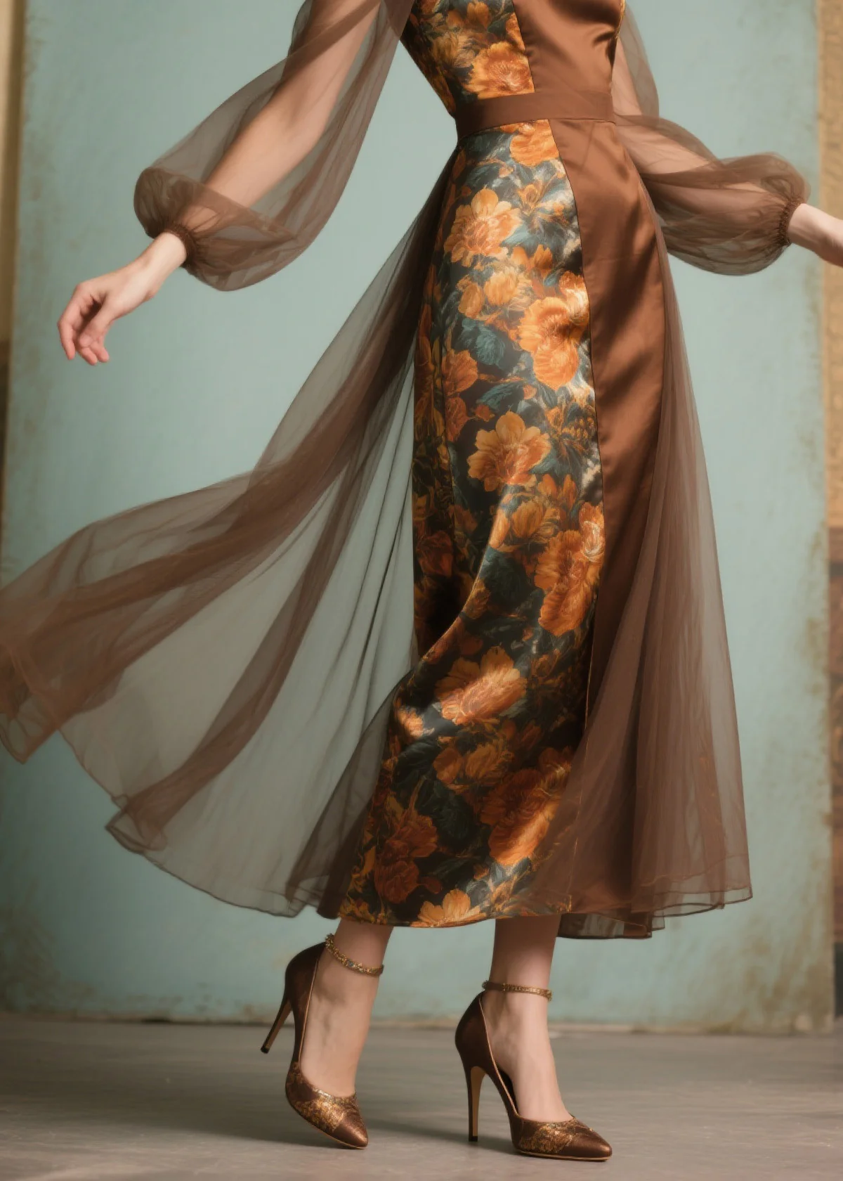 Unique Print Tulle Patchwork Silk Dress Summer - Image 4