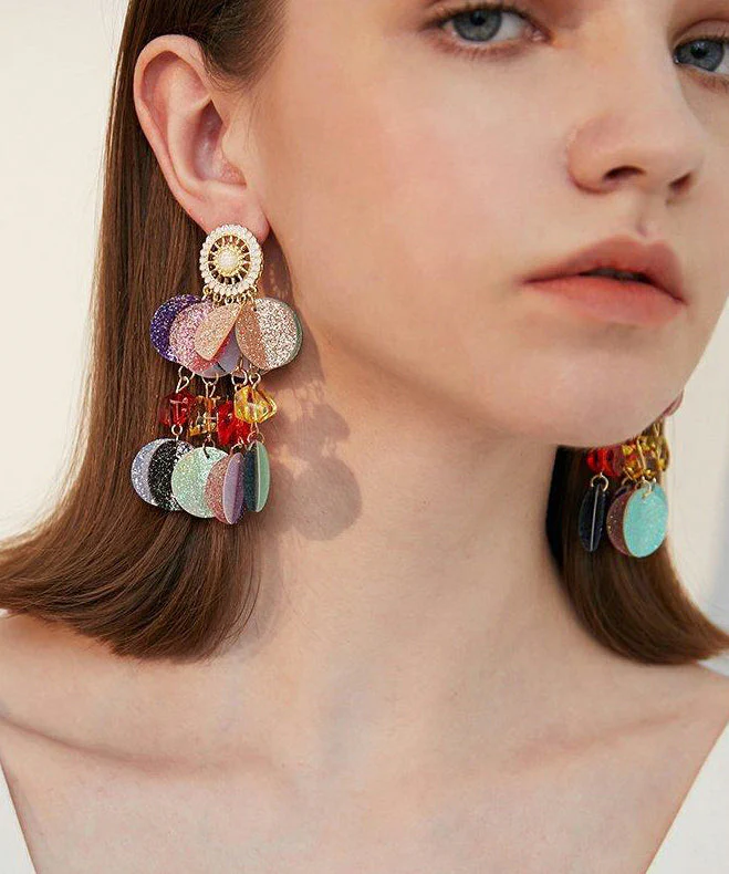 Unique Rainbow Hollow Out Sequins Exaggeration Alloy Stud Earrings - Image 3
