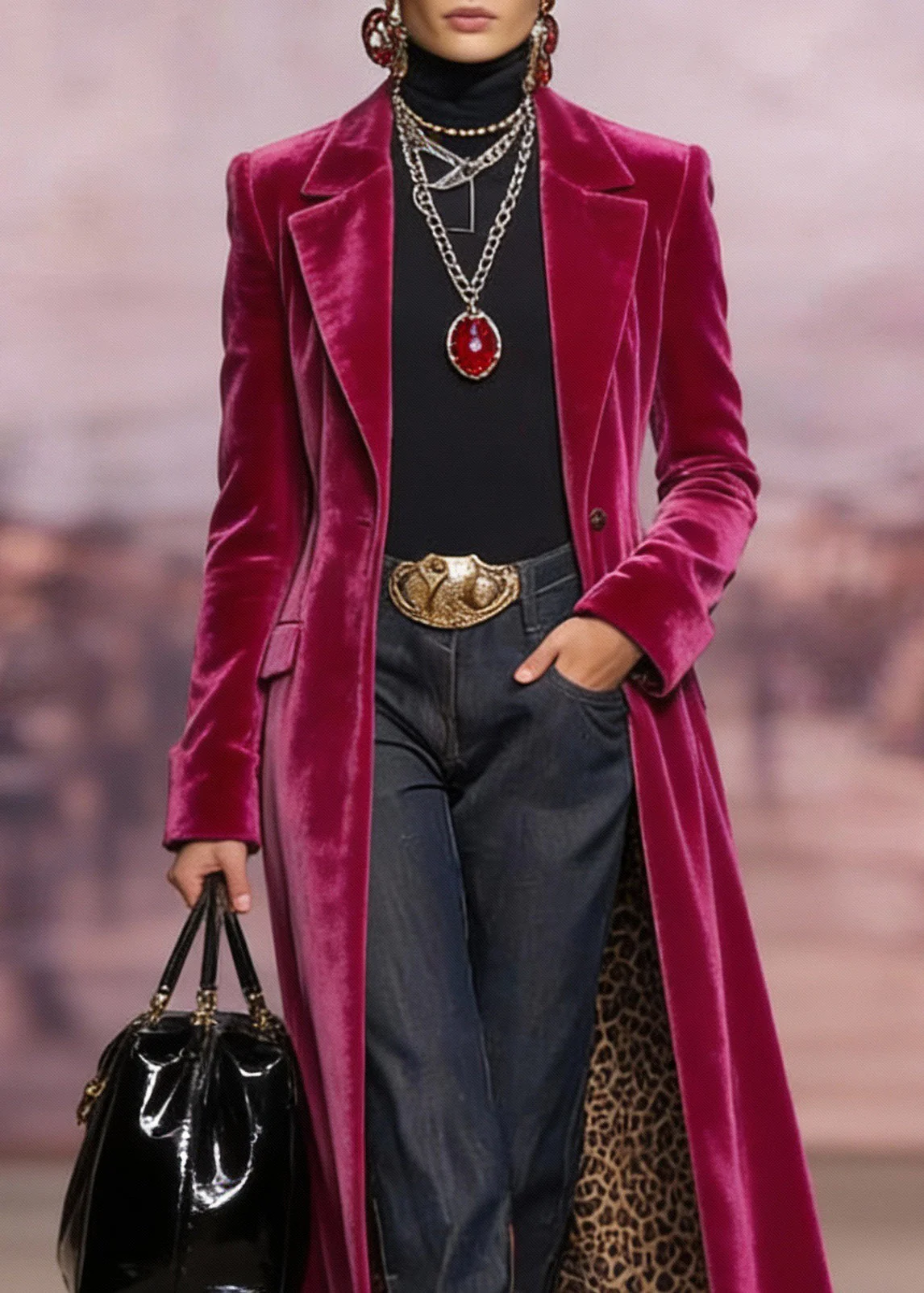 Unique Rose Peter Pan Collar Pockets Velvet Suit Coat Spring - Image 2