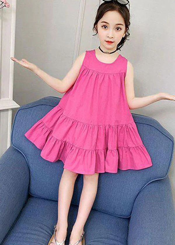 Unique Rose Ruffled Patchwork Cotton Kids Girls Dress Summer - Image 3