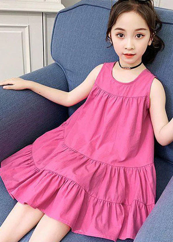 Unique Rose Ruffled Patchwork Cotton Kids Girls Dress Summer - Image 4