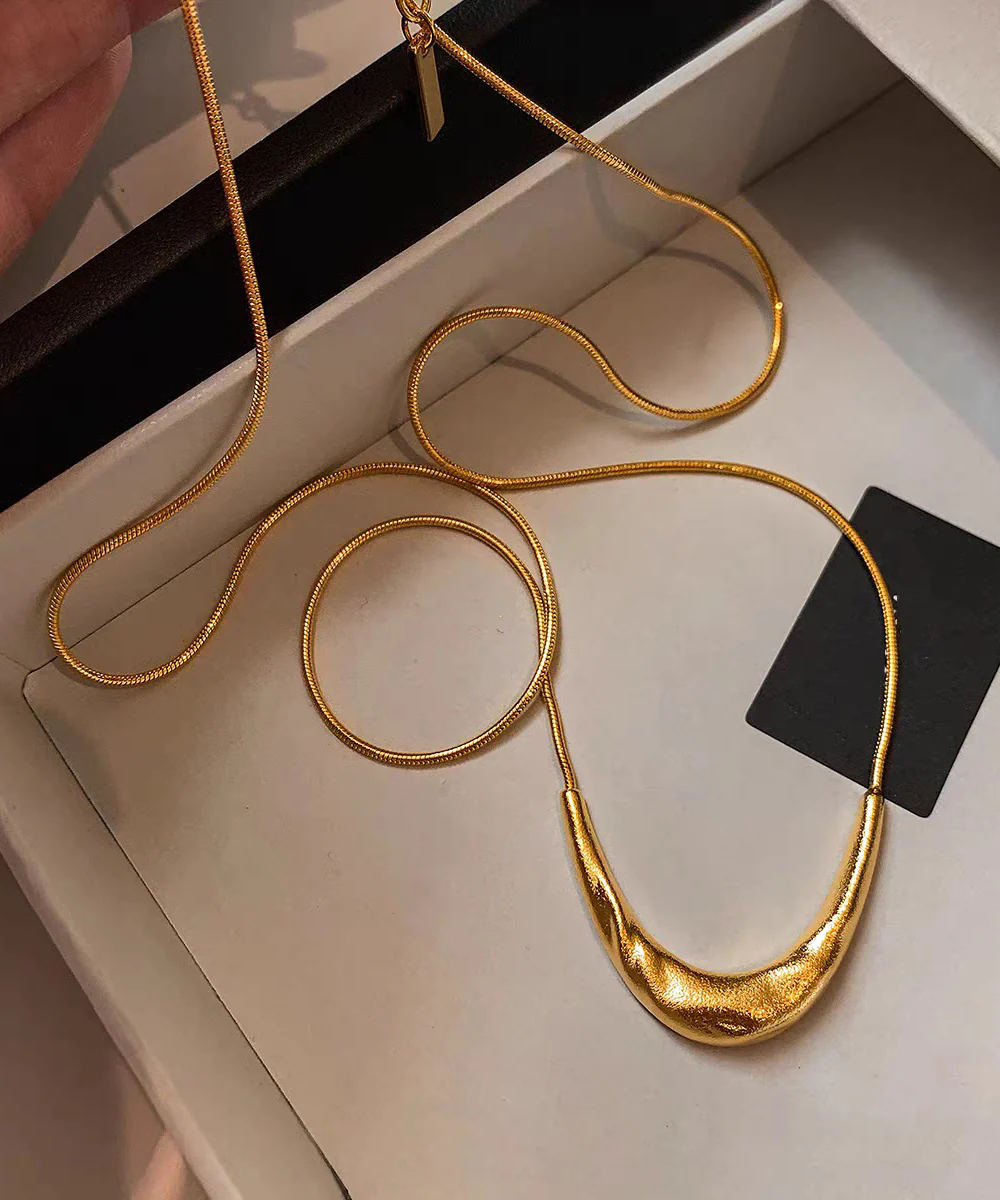 Unique Silk Copper Overgild Crescent Moon Pendant Necklace - Image 4