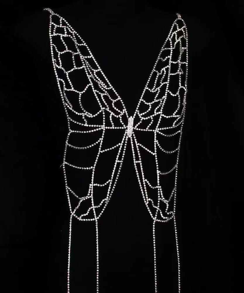 Unique Silk Copper Overgild Zircon Hollow Out Butterfly Body Chain