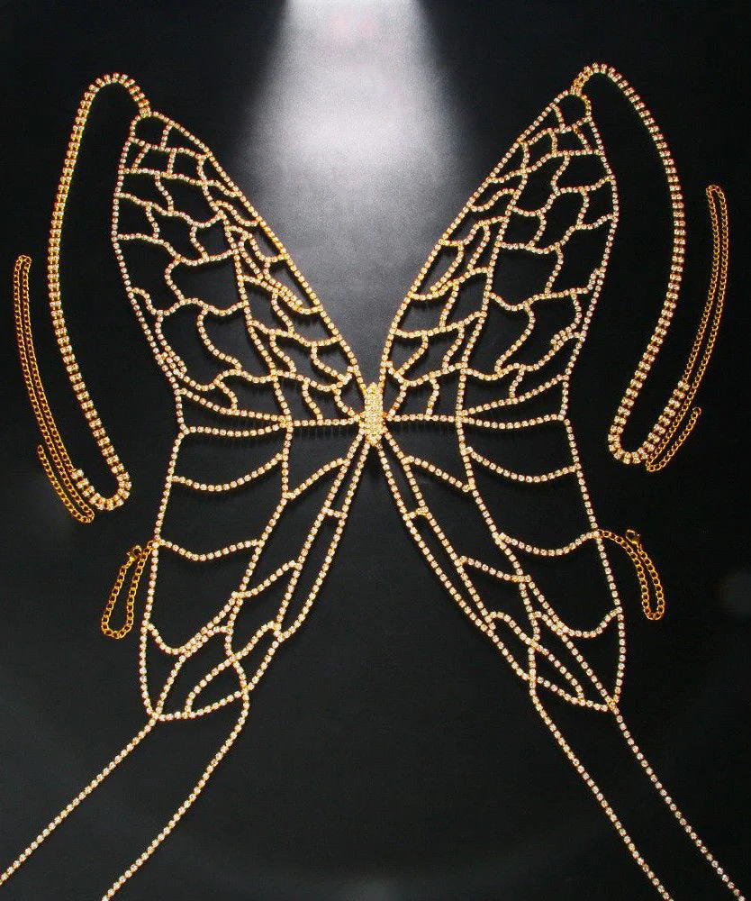 Unique Silk Copper Overgild Zircon Hollow Out Butterfly Body Chain - Image 4
