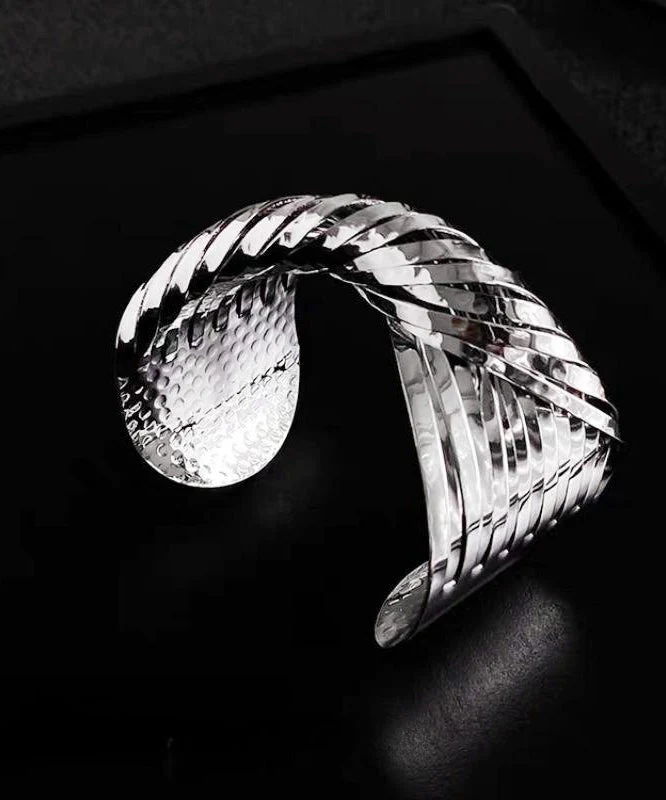 Unique Silk Stainless Steel Cross Wrap Around Cuff - Image 2