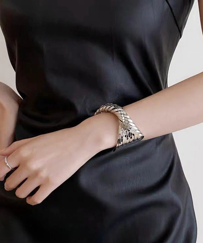 Unique Silk Stainless Steel Cross Wrap Around Cuff - Image 3
