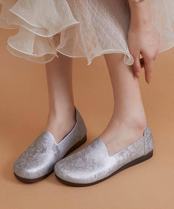 Unique Silvery Flat Feet Shoes Faux Leather - Image 3