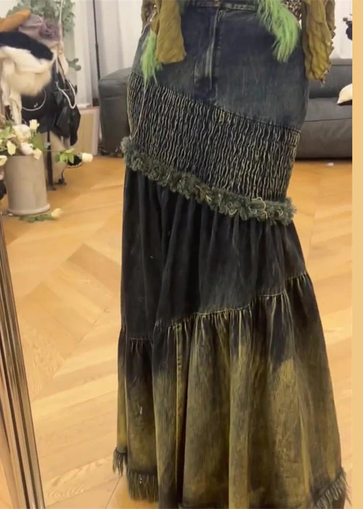 Unique Tassel Patchwork Denim Fish Tail Skirt Spring - Image 5