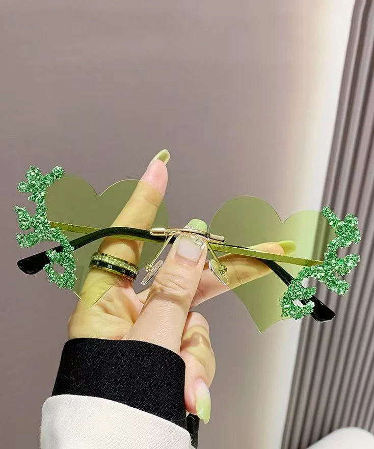 Unique Yellow Resin Zircon Love Tear Sunglasses - Image 4