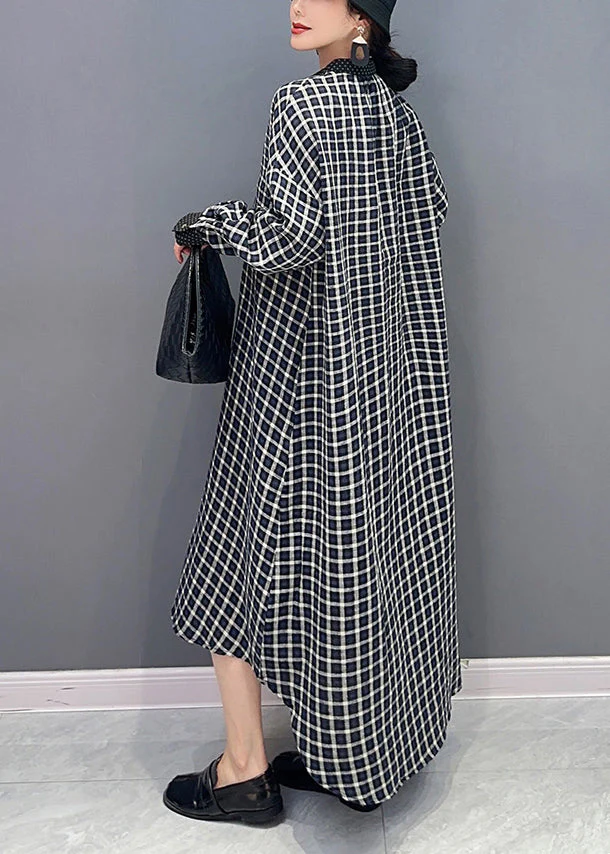 Vintage Black V Neck Plaid Holiday Dress Spring - Image 3