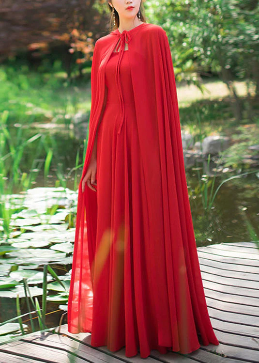 Vintage Blue Neck Tie Chiffon Cloak And Slip Dress Two Piece Set Spring - Image 3
