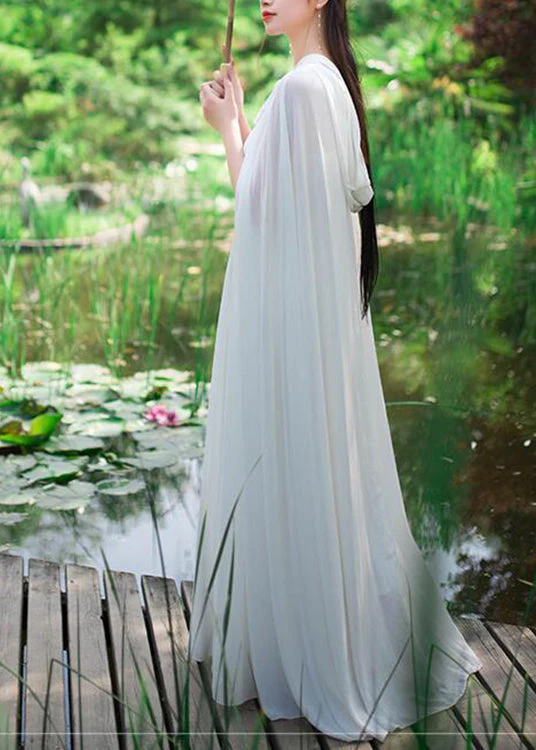 Vintage Blue Neck Tie Chiffon Cloak And Slip Dress Two Piece Set Spring - Image 5