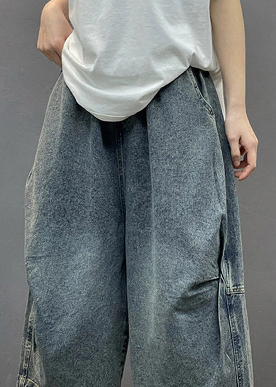 Vintage Blue Pockets Patchwork Crop Jeans Summer - Image 5