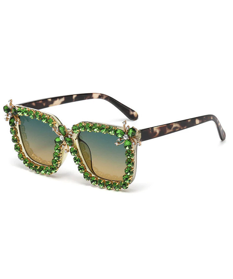Vintage Blue Resin Zircon Cat's Eye Sunglasses - Image 5