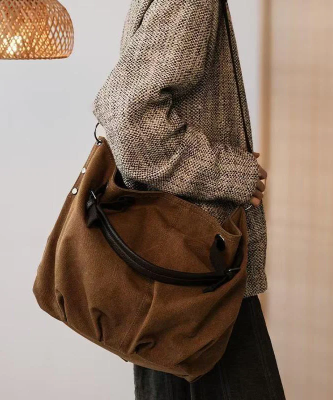 Vintage Brown Solid Durable Large Capacity Canvas Messenger Bag - Image 2