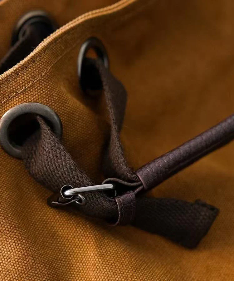 Vintage Brown Solid Durable Large Capacity Canvas Messenger Bag - Image 4