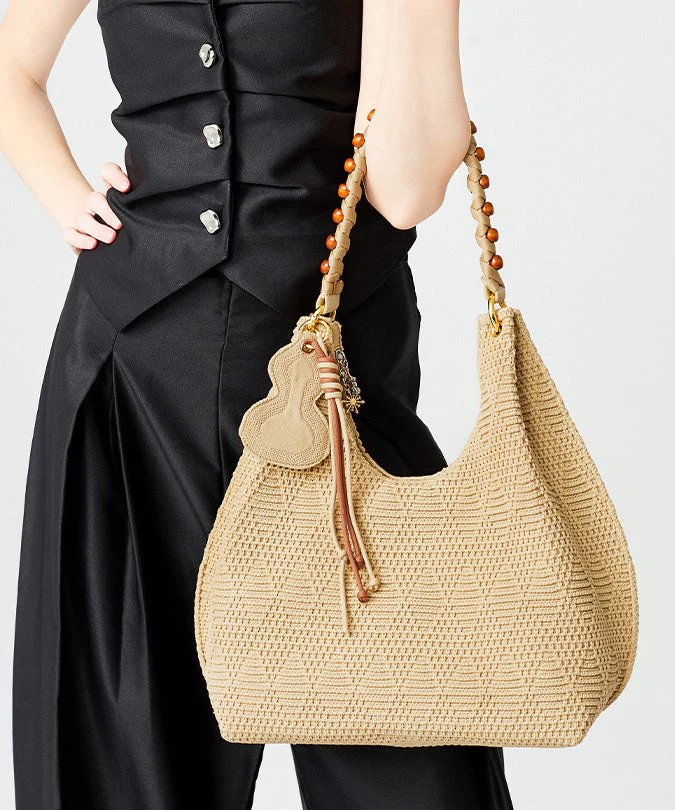 Vintage Brown Tasseled Nail Bead Cotton Shoulder Bags - Image 2