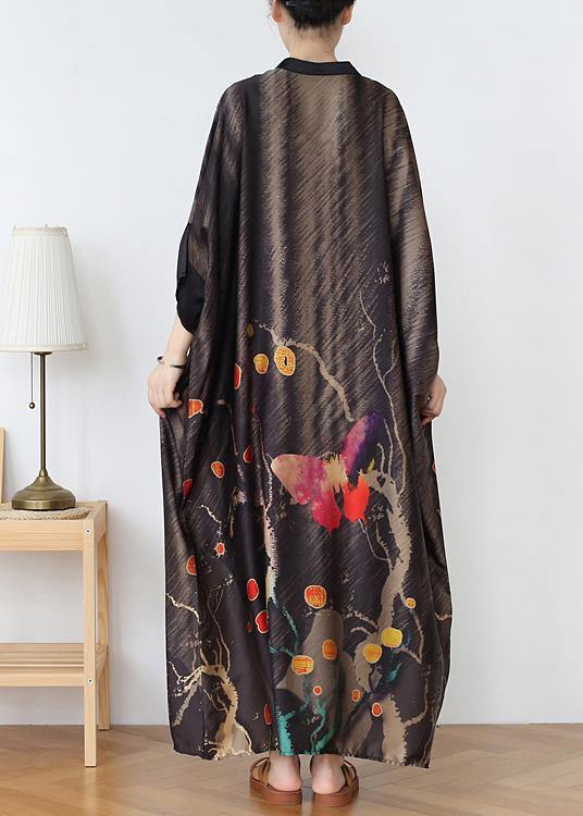 Vintage Chocolate Print Chiffon Patchwork Summer Dress - Image 4