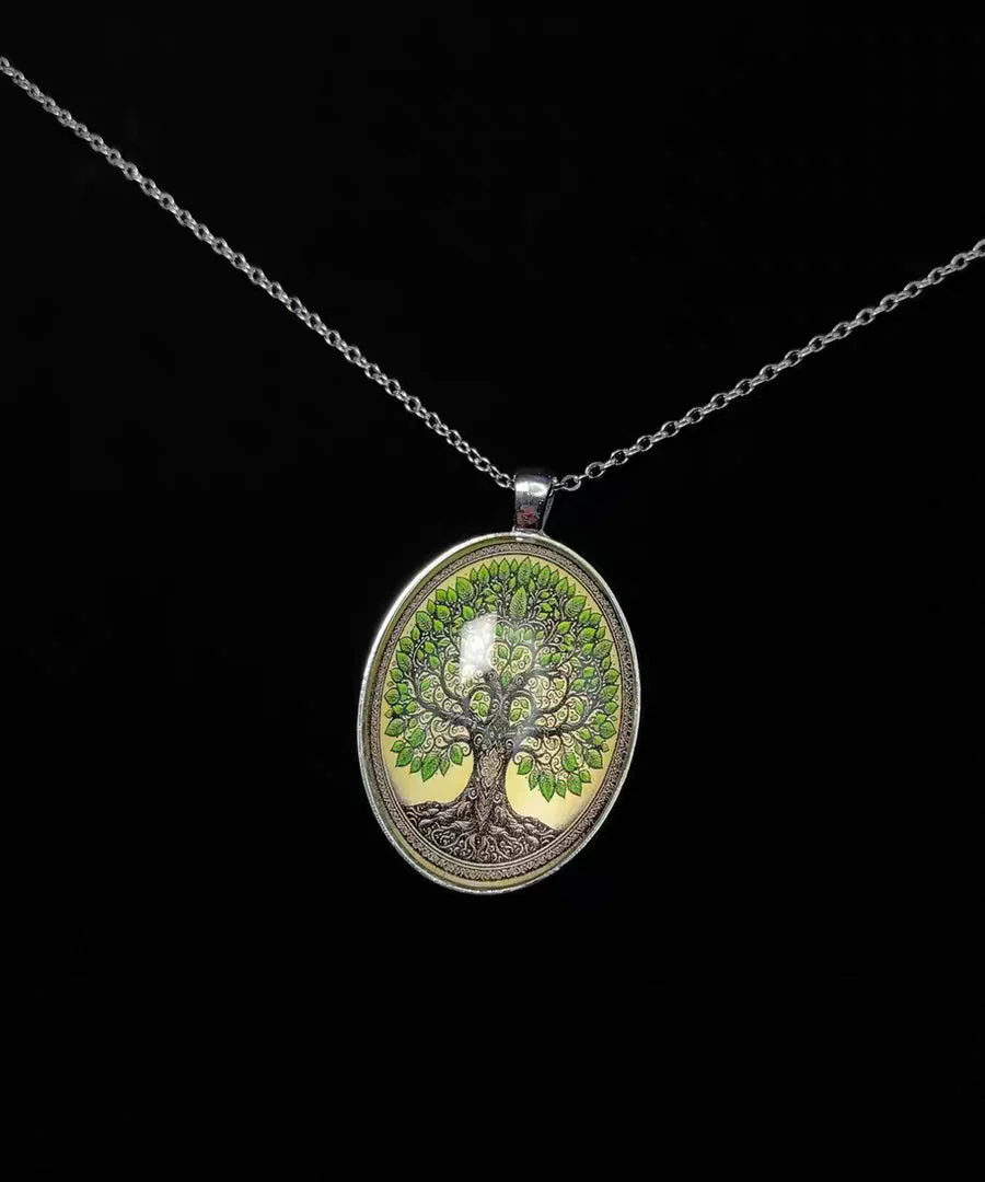Vintage Ellipse Tree Of Life Alloy Lariat Necklace - Image 3