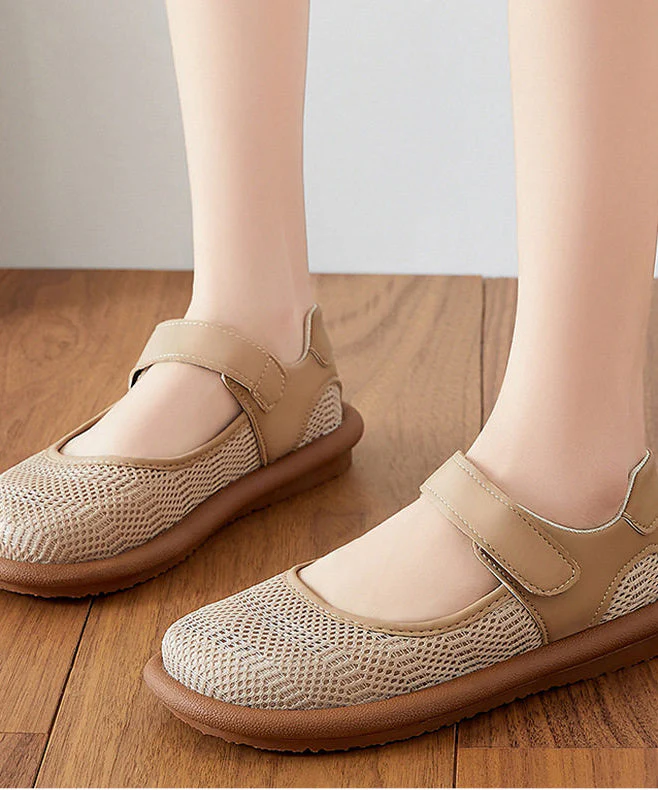 Vintage Khaki Flat Shoes Buckle Strap Flats - Image 3
