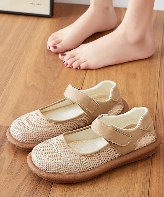 Vintage Khaki Flat Shoes Buckle Strap Flats - Image 5