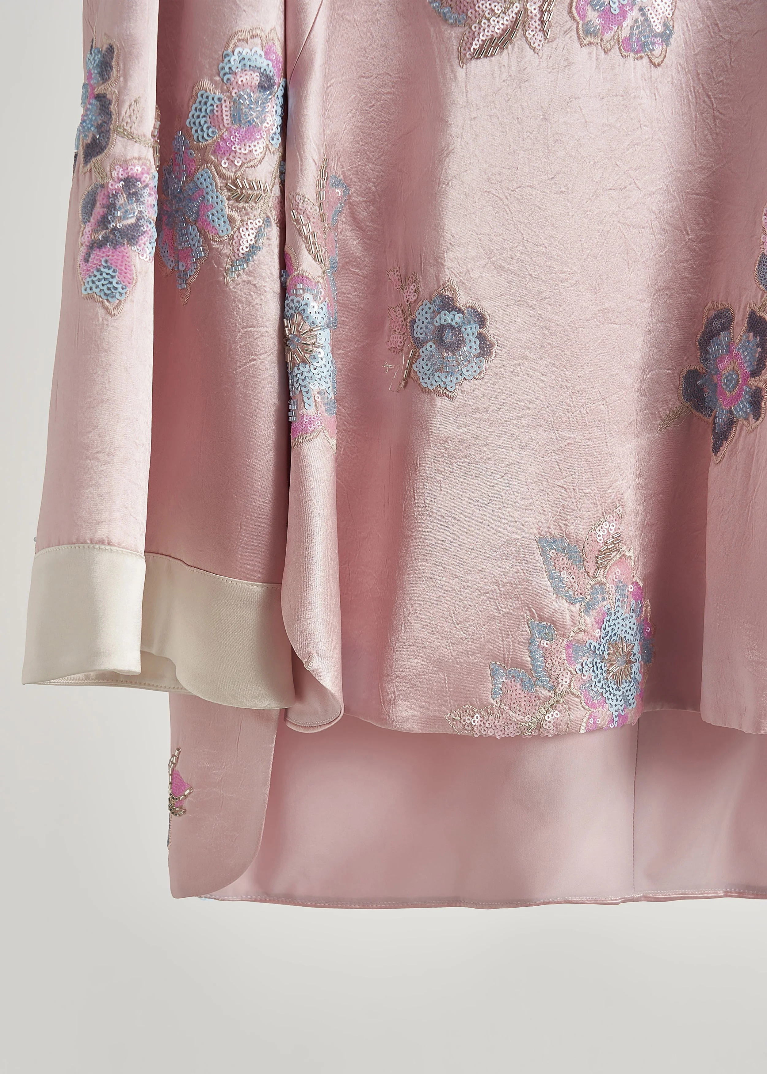 Vintage Pink Sequins Embroidered Silk Coats Fall - Image 5