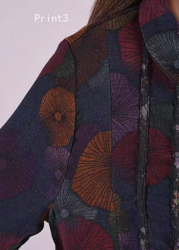 Vintage Print Peter Pan Collar Patchwork Cotton Shirts Dresses Fall - Image 5