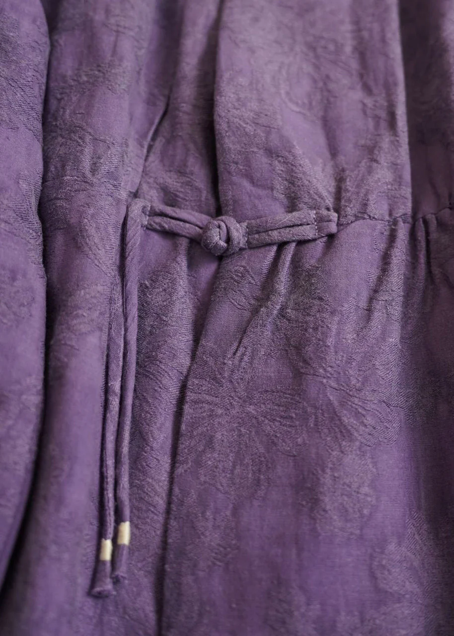 Vintage Purple Chinese Button Jacquard Fine Cotton Parka Spring - Image 4