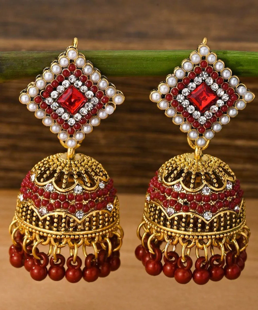 Vintage Rainbow Alloy Zircon Tassel Drop Earrings - Image 2