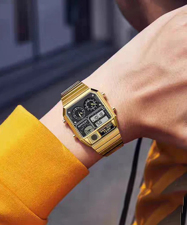 Vintage Silk Stainless Steel Alloy Tempered Glass Men Watches - Image 3