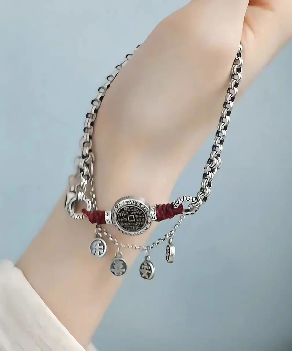 Vintage Silk Sterling Silver Peace And Joy Lariat Necklace - Image 2