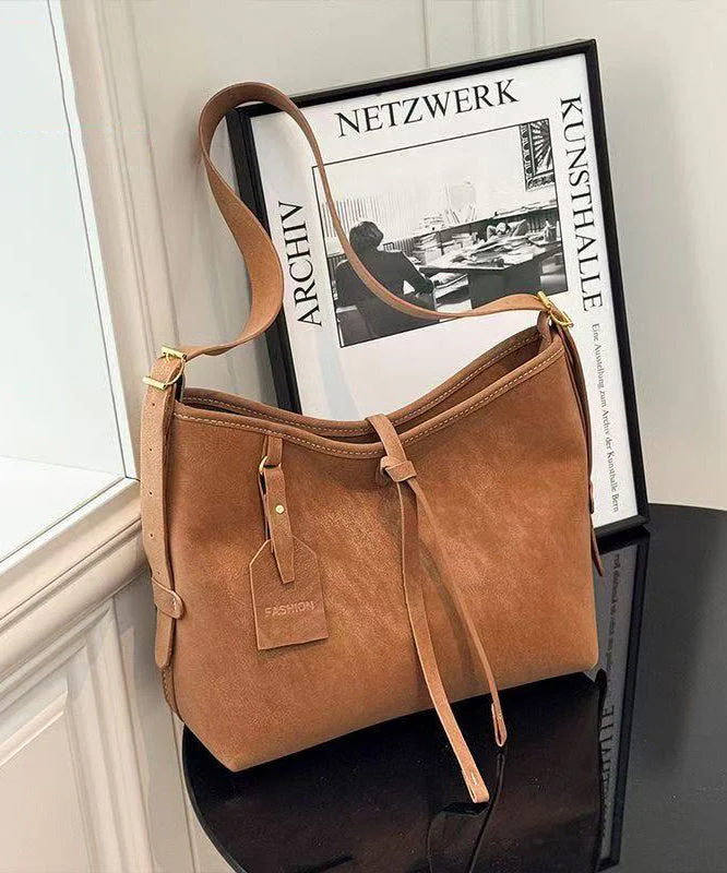 Vintage Solid Durable Large Capacity Fine Suede Messenger Bag - Image 4