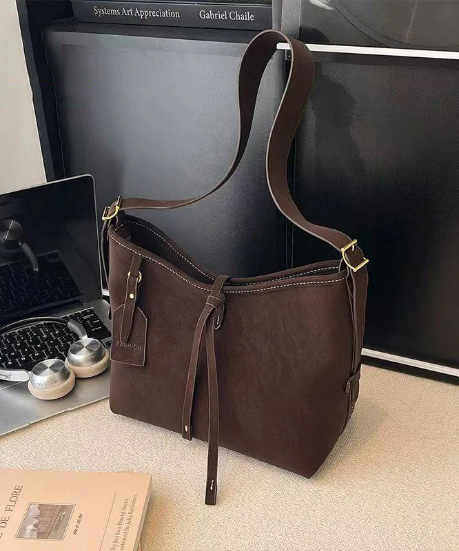 Vintage Solid Durable Large Capacity Fine Suede Messenger Bag - Image 5