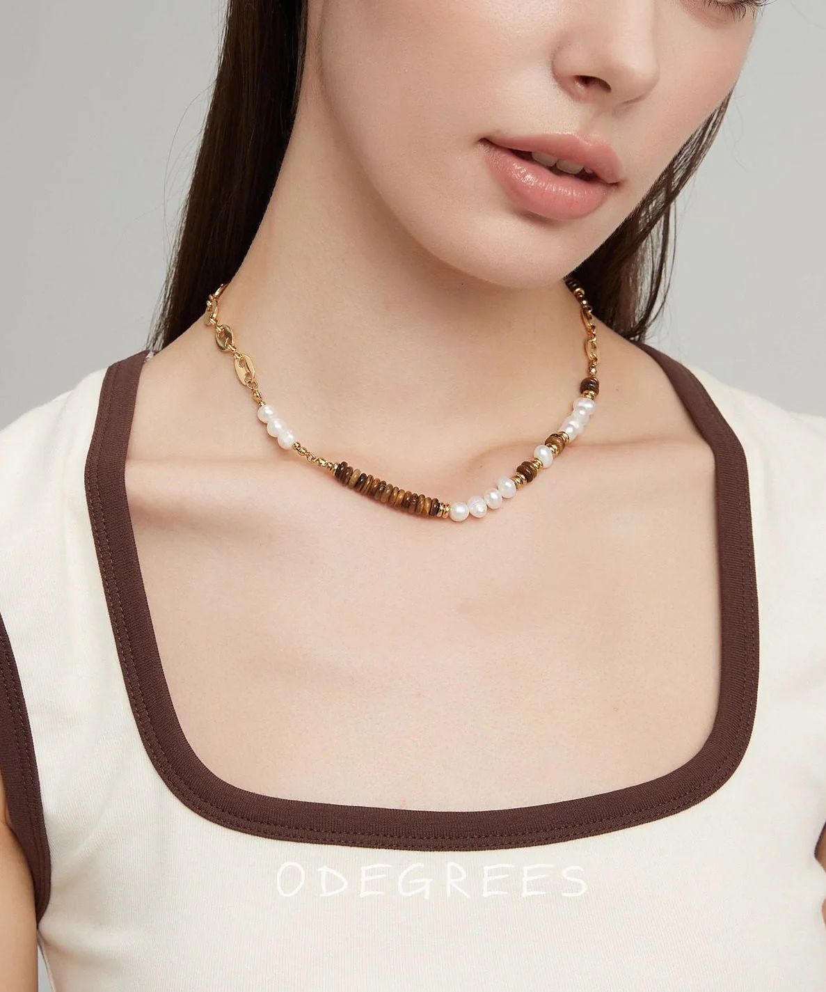 Vintage Tiger's Eye With Fine Pearl Gratuated Bead Necklace - Image 4