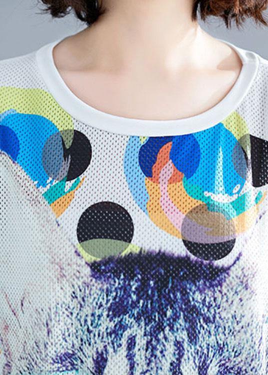 Vintage White Graphic Print Dress Summer - Image 5