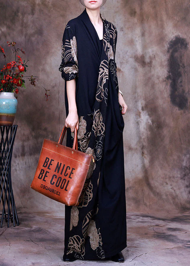 Vogue Colorblock Asymmetrical Print Chiffon long Dress Spring - Image 2